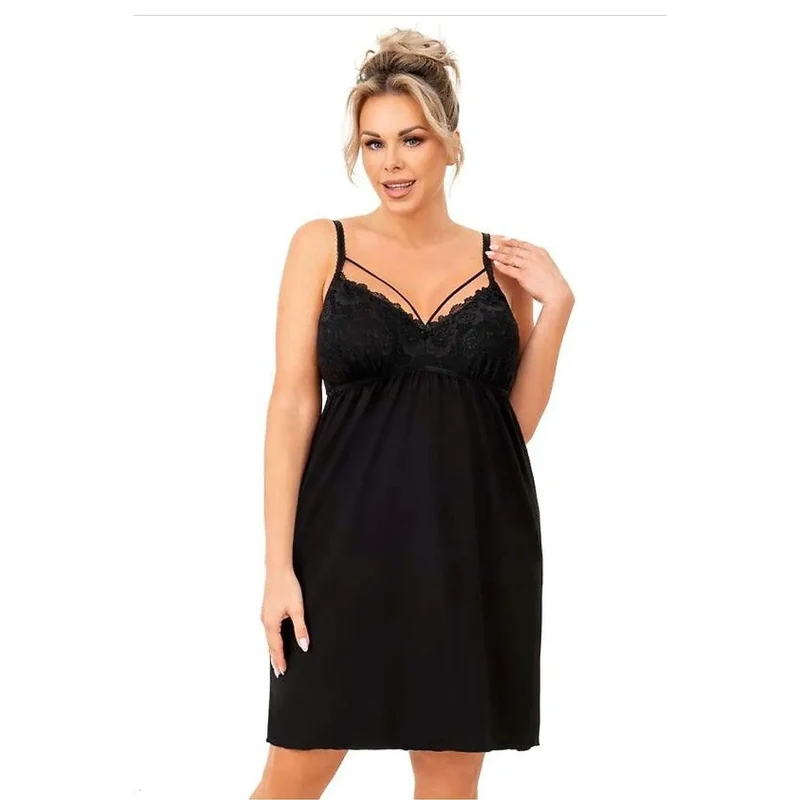 Nuitgown élégante pour femmes grandes tailles en dentelle et satin ajustables bretelles élastique buste romantique lingerie sexy nuits