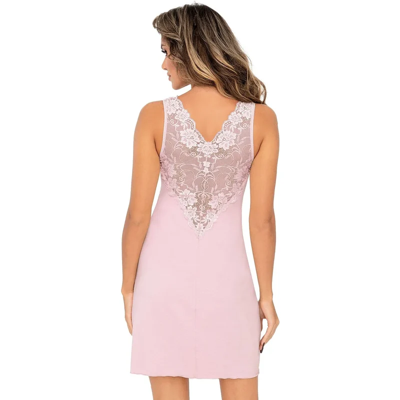 Chemise de nuit élégante en satin rose pâle dentelle Bardot sans manches nuit romantique lingerie féminine sexy