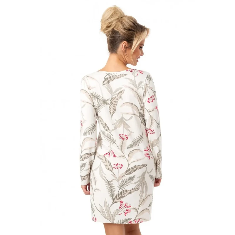 Chemise de nuit élégante model 218038 Donna longueur genou dentelle manches longues femmes lingerie confort