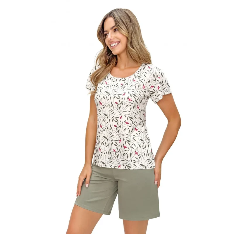 Pyjama femme élégant manches courtes taille élastique confort viscose élasthanne