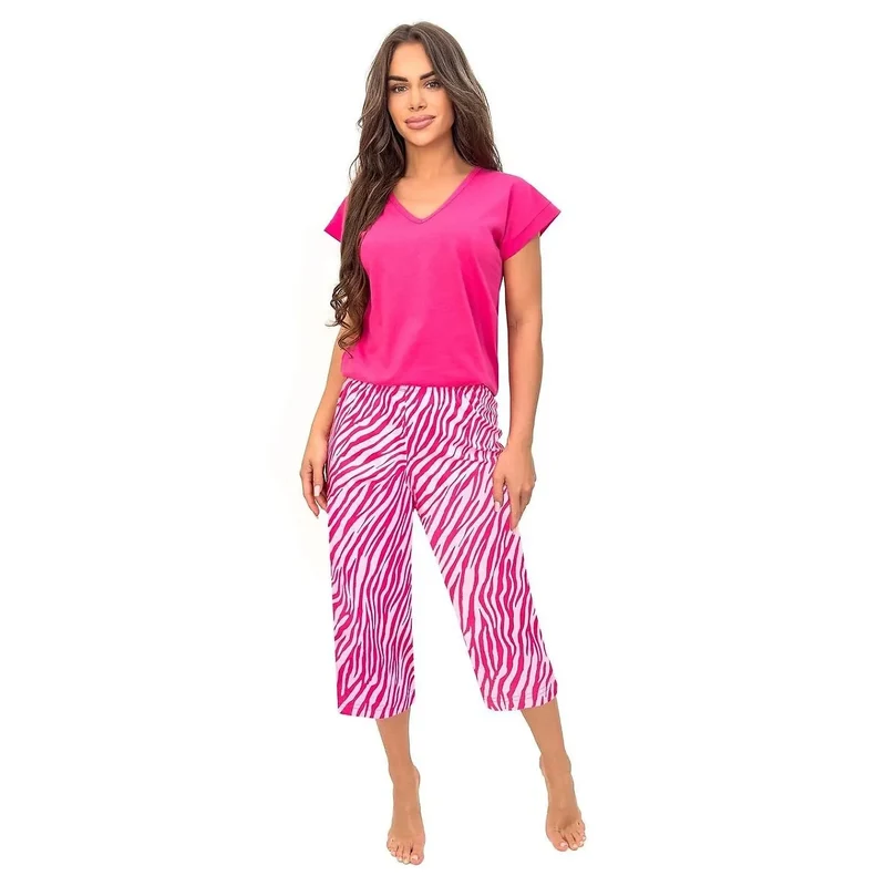 Pyjama femme confortable élégant coton manches courtes imprimé moderne cadeau