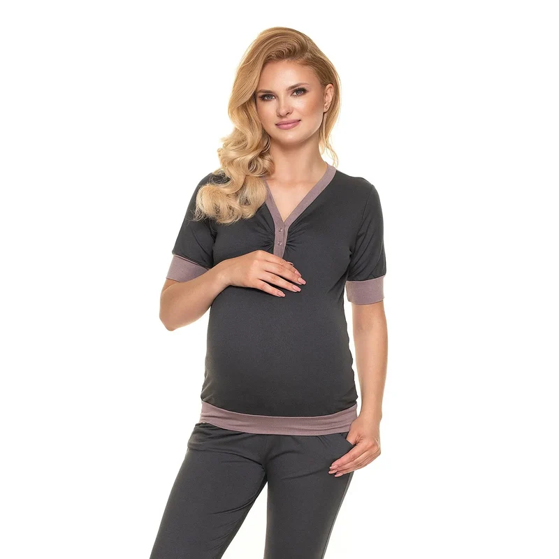 pyjama maternité allaitement féminin élégant confortable douceur respirant viscose élasthanne extensible fermetures pratiques accès discret finitions soignées tailles