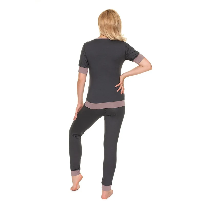 pyjama maternité allaitement féminin élégant confortable douceur respirant viscose élasthanne extensible fermetures pratiques accès discret finitions soignées tailles