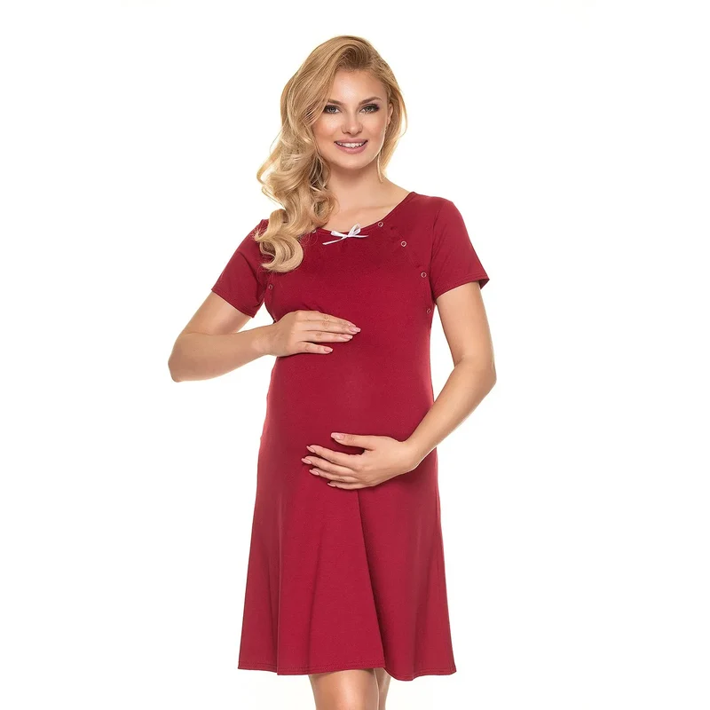 Chemise de nuit maternité nœud devant allaitement grossesse peepaboo lingerie confortable taille ajustée soie élasthanne intime bien-être post-partum