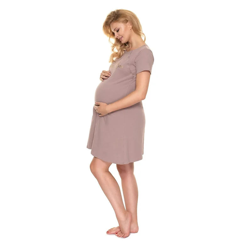 Chemise nuit maternité allaitement coton élasthanne confortable douce respirante extensible élégante discrète logo doré tailles S M L XL