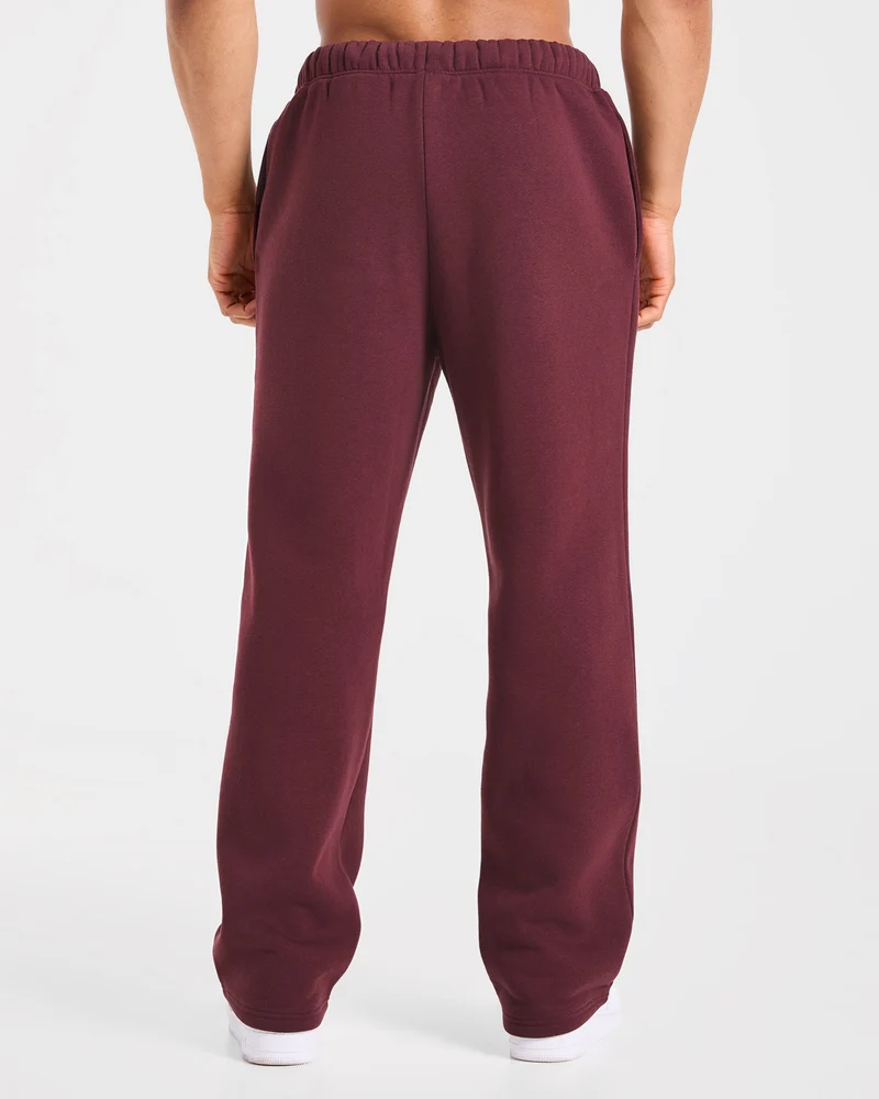Essential Oversized Straight Leg Joggers - Burgundy Rouge