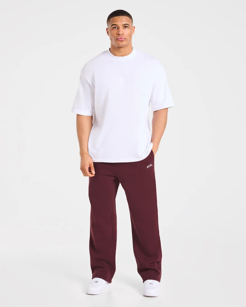 Essential Oversized Straight Leg Joggers - Burgundy Rouge