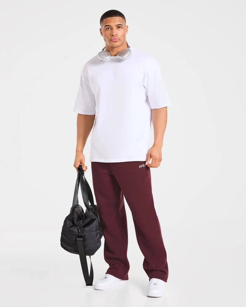 Essential Oversized Straight Leg Joggers - Burgundy Rouge