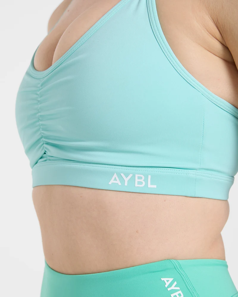 Essential Ruched Sports Bra - Soft Aqua