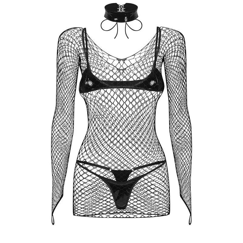 ensemble sexy sashalla femme audacieuse transparent latex moderne occasions spéciales