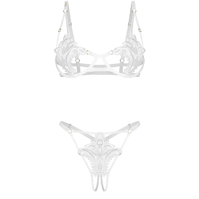 ensemble sensuel dentelle blanche moderne sans nickel Obsessive Luise Sublim