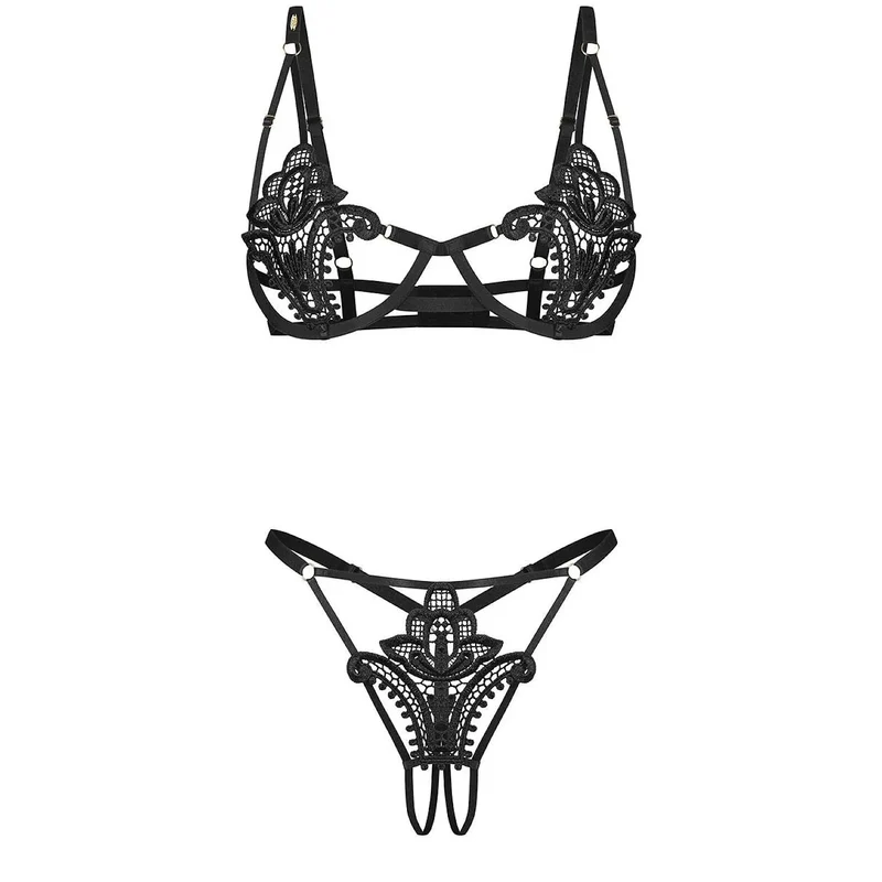 ensemble lingerie noire dentelle ajustable femme occasions spéciales Obsessive