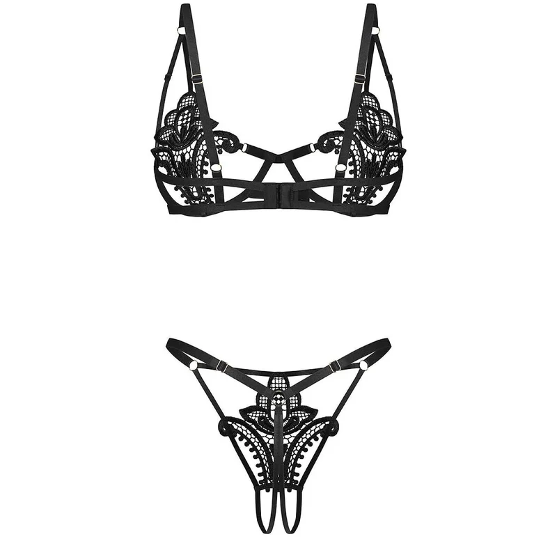ensemble lingerie noire dentelle ajustable femme occasions spéciales Obsessive