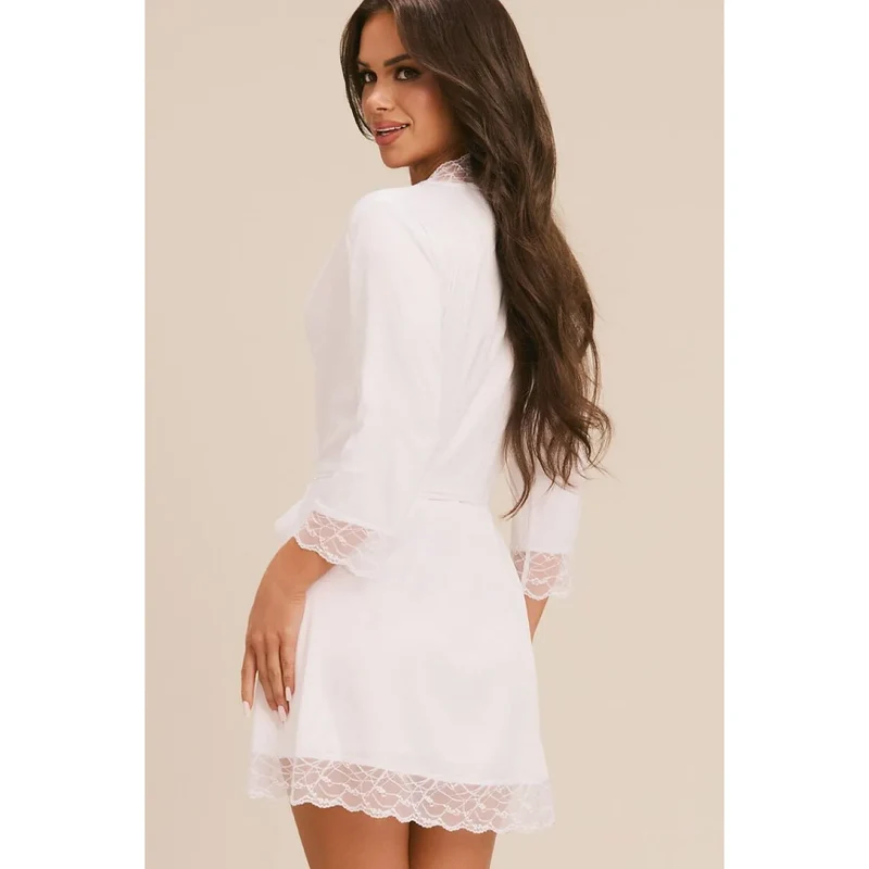 Peignoir mariage femme blanc dentelle romantique Weddya Bride élégant léger