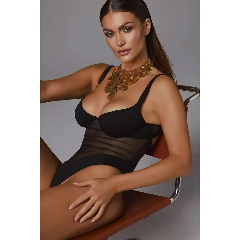 Body Cirelia élégant sensuel ajusté maille transparente recyclée soutien poitrine