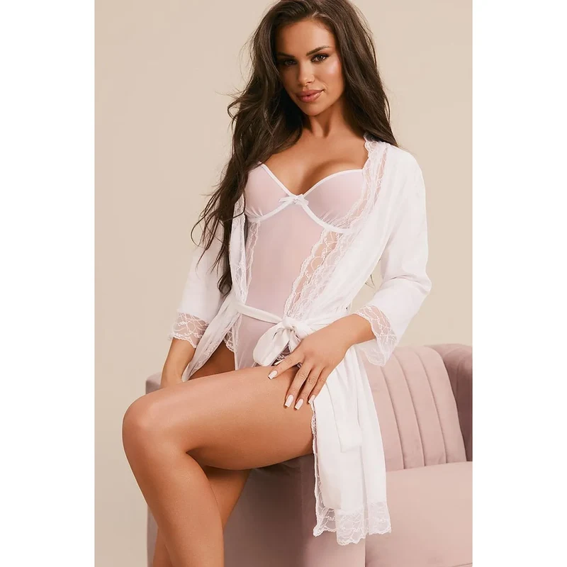 Body sensuel blanc dentelle maille transparente soirée mariage Weddya Bride