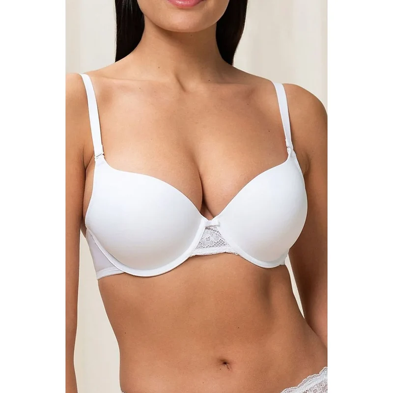 Soutien-gorge rembourré blanc invisible dentelle microfibre LYCRA® quotidienne