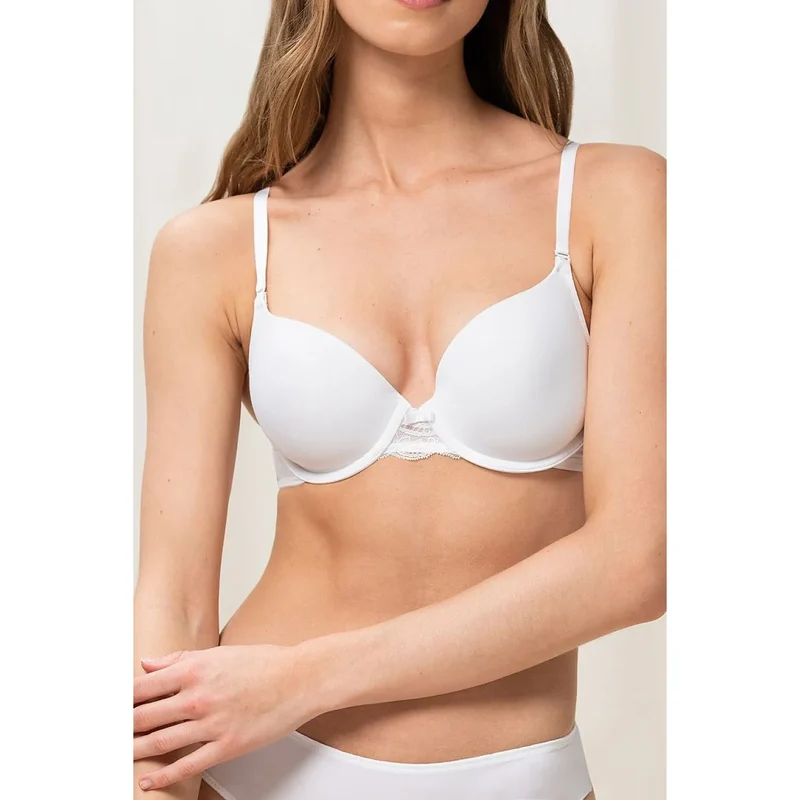 Soutien-gorge rembourré blanc invisible dentelle microfibre LYCRA® quotidienne