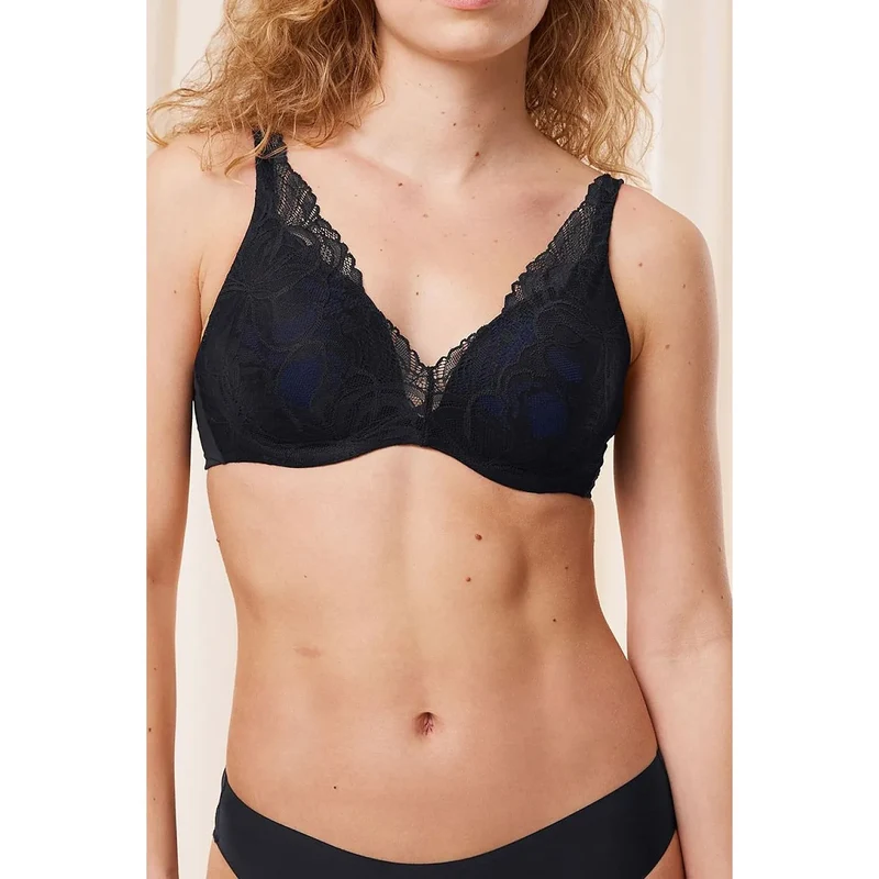 Soutien-gorge push-up dentelle microfibre invisible confort élégant femmes