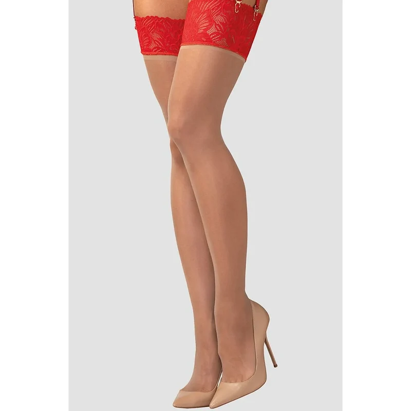 Bas model 229449 Obsessive dentelle rouge transparent femme élégance féminine