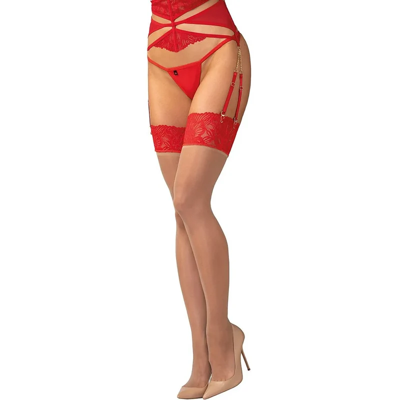 Bas model 229449 Obsessive dentelle rouge transparent femme élégance féminine