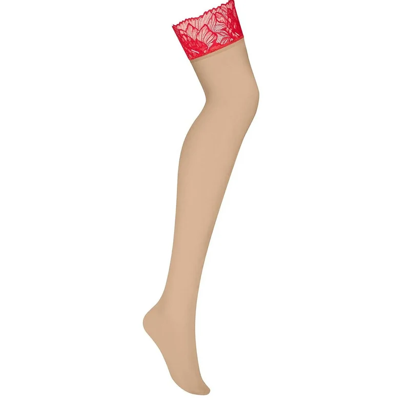 Bas model 229449 Obsessive dentelle rouge transparent femme élégance féminine