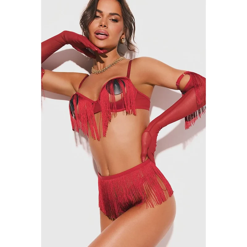ensemble lingerie sensuelle franges mesh ajustable audacieux féminin Obsessive