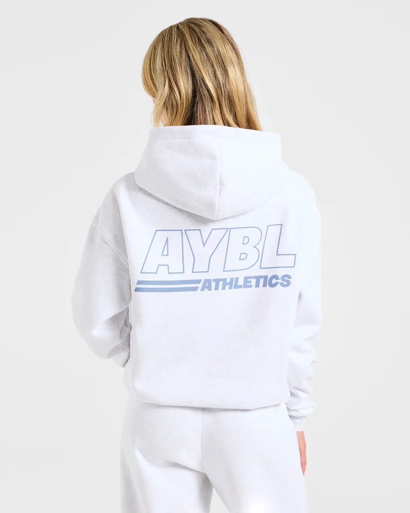 Athletics Track Oversized Hoodie - Heather Gris/Slate Bleu