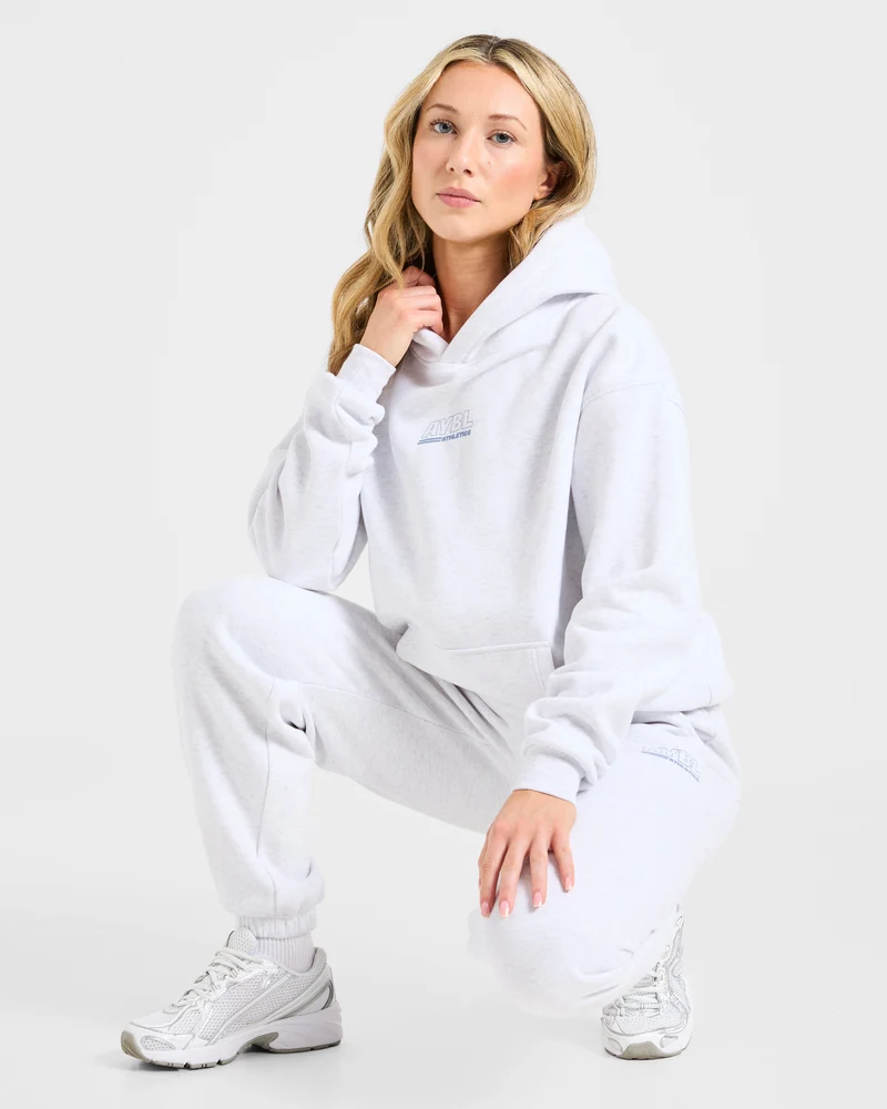 Athletics Track Oversized Hoodie - Heather Gris/Slate Bleu