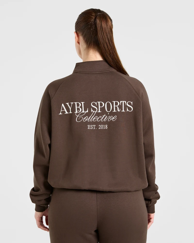 Sports Collective Oversized 1/4 Zip Pullover - Marron