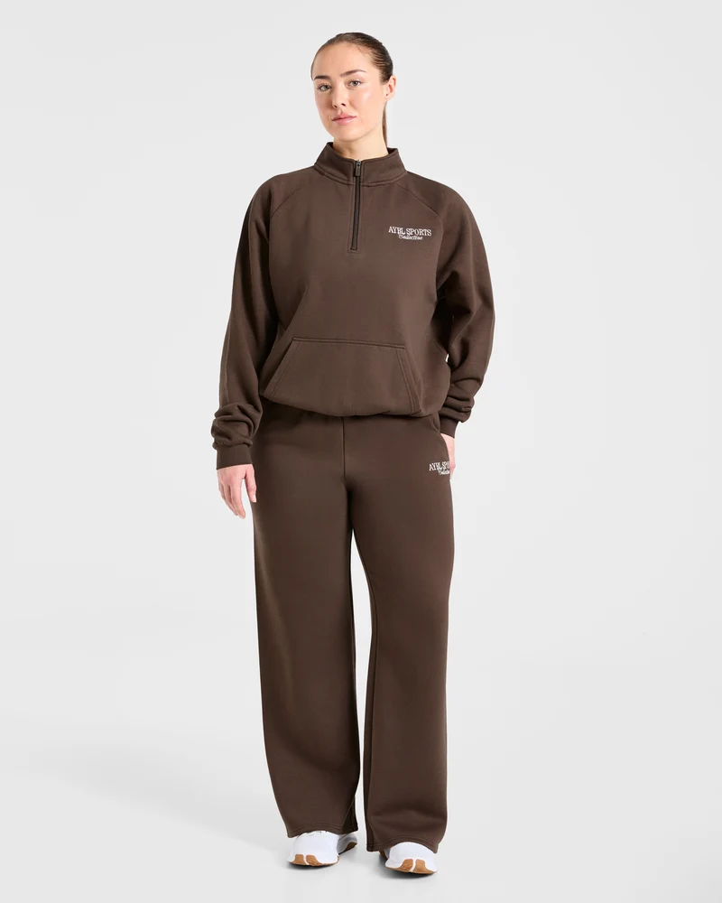 Sports Collective Oversized 1/4 Zip Pullover - Marron