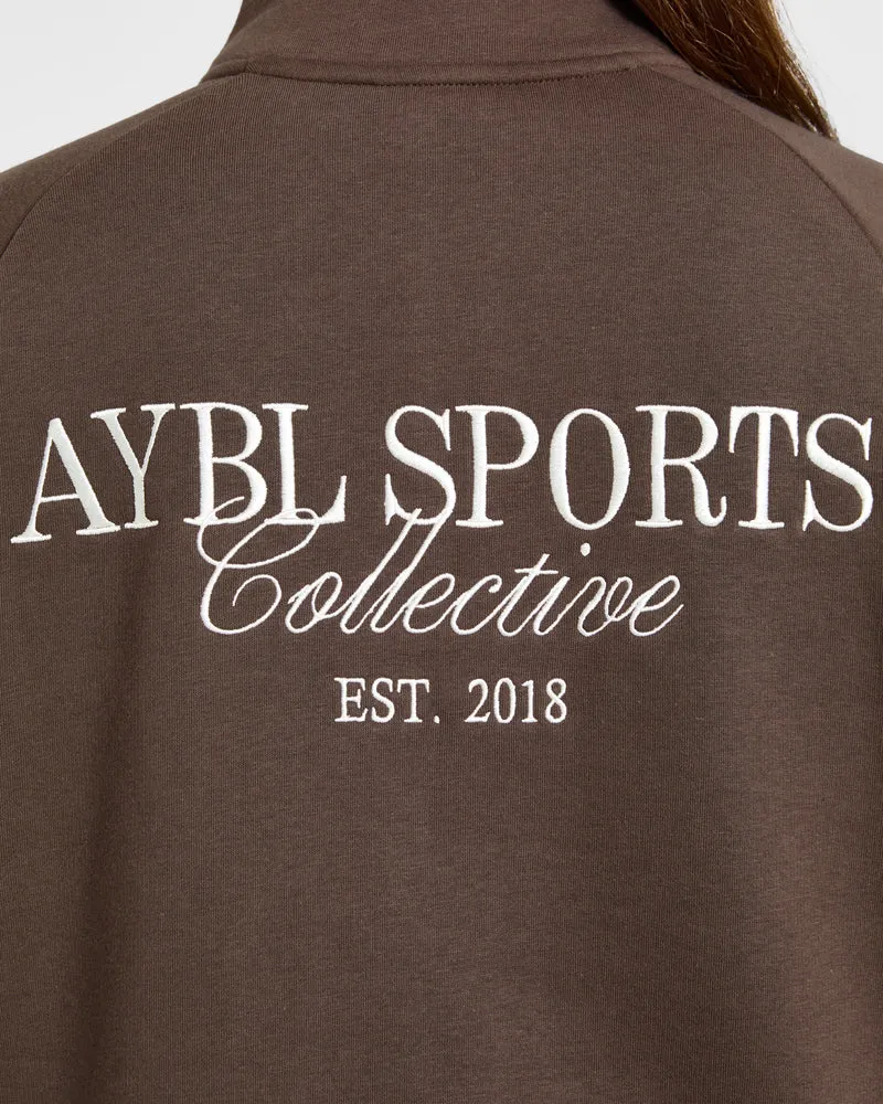 Sports Collective Oversized 1/4 Zip Pullover - Marron