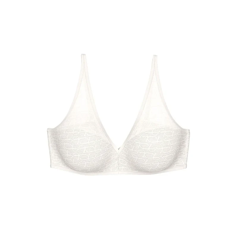Soutien-gorge push-up crémeux sans armatures décolleté en V invisible sous vêtements