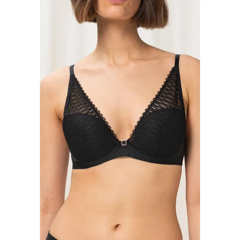 Soutien-gorge semi-soft dentelle ajustable maintien confortable décolleté profond féminin
