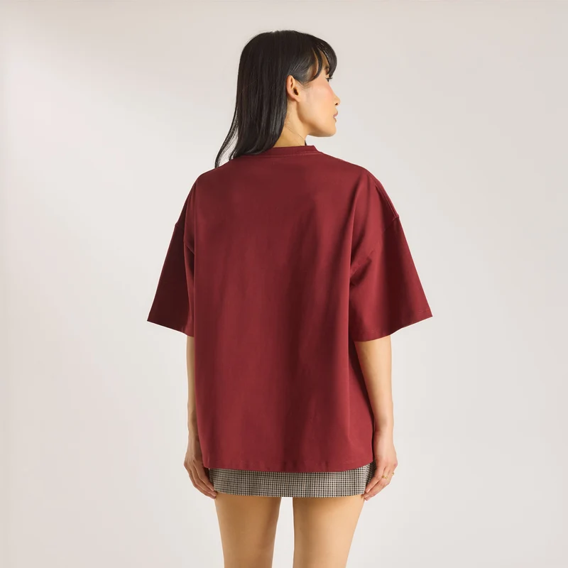 T-shirt Graphique Oversize - Bordeaux