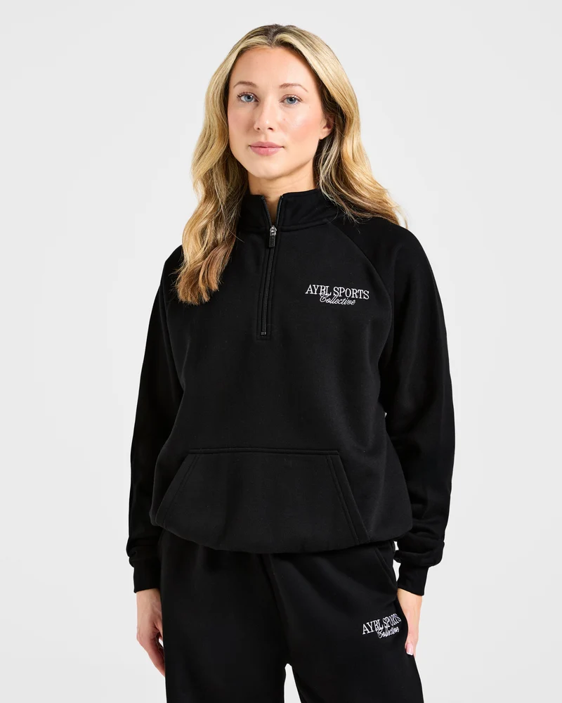 Sports Collective Oversized 1/4 Zip Pullover - Noir