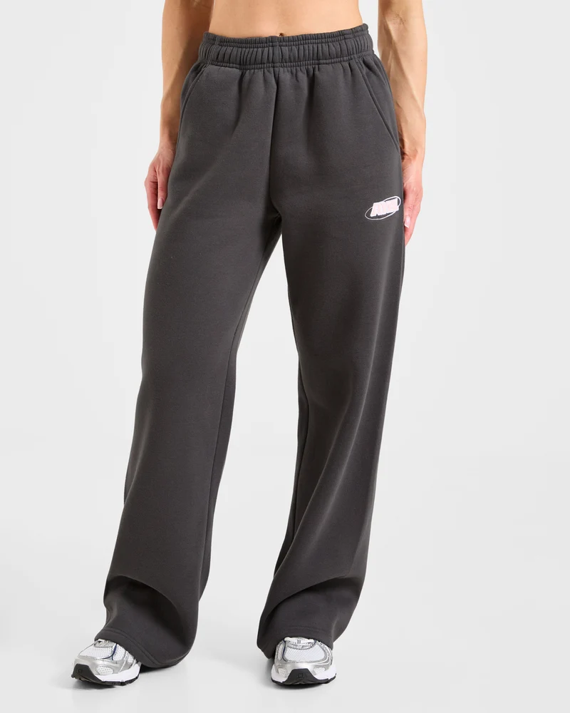 Sports Essentials Oversized Straight Leg Joggers - Charcoal/Rose