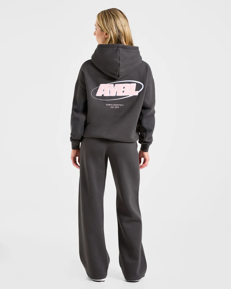 Sports Essentials Oversized Straight Leg Joggers - Charcoal/Rose