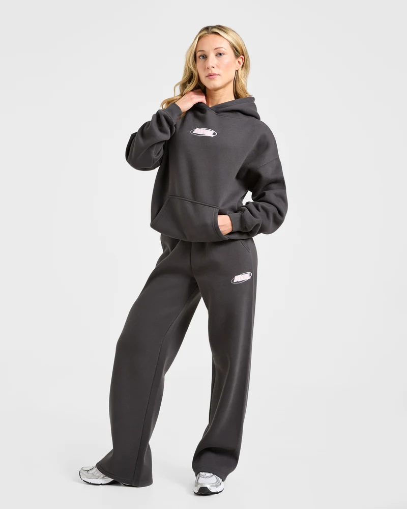 Sports Essentials Oversized Straight Leg Joggers - Charcoal/Rose