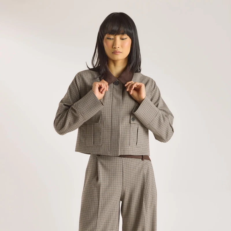 Veste Pied-de-Poule - Marron
