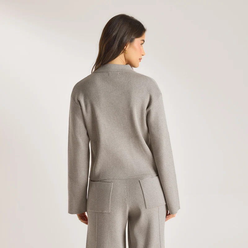 Chemise Oversize en Tricot - Gris Chaud
