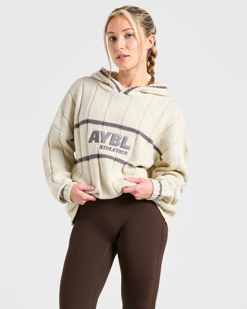Athletics Oversized Knitted Hoodie - Oatmeal