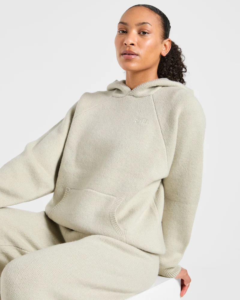 Soft Oversized Knitted Hoodie - Seasalt