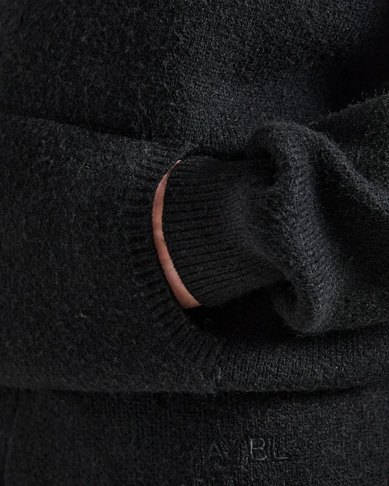 Soft Oversized Knitted Hoodie - Noir