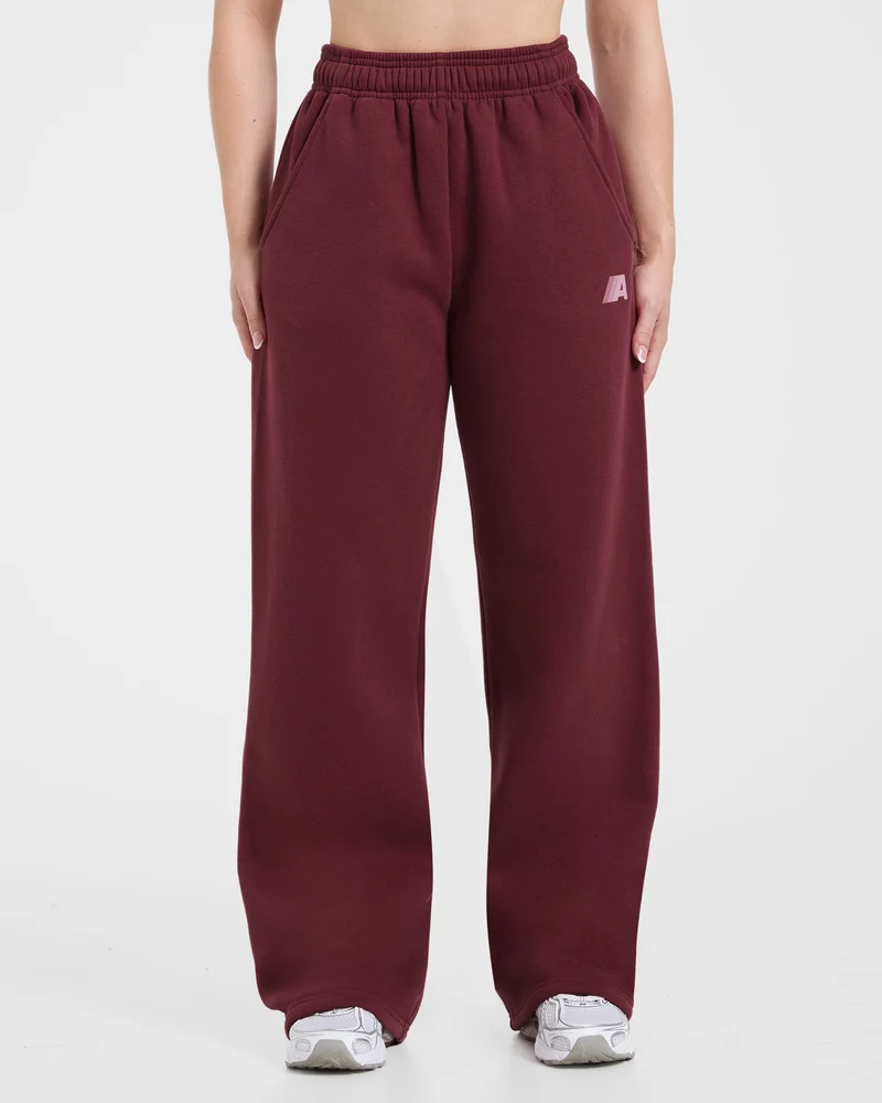 Retro Athletics Oversized Straight Leg Joggers - Deep Raspberry/Rose
