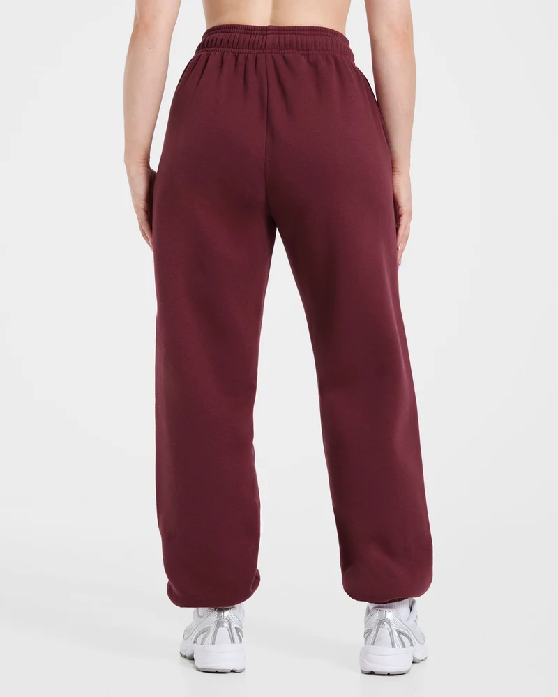 Retro Athletics Oversized Joggers - Deep Raspberry/Rose