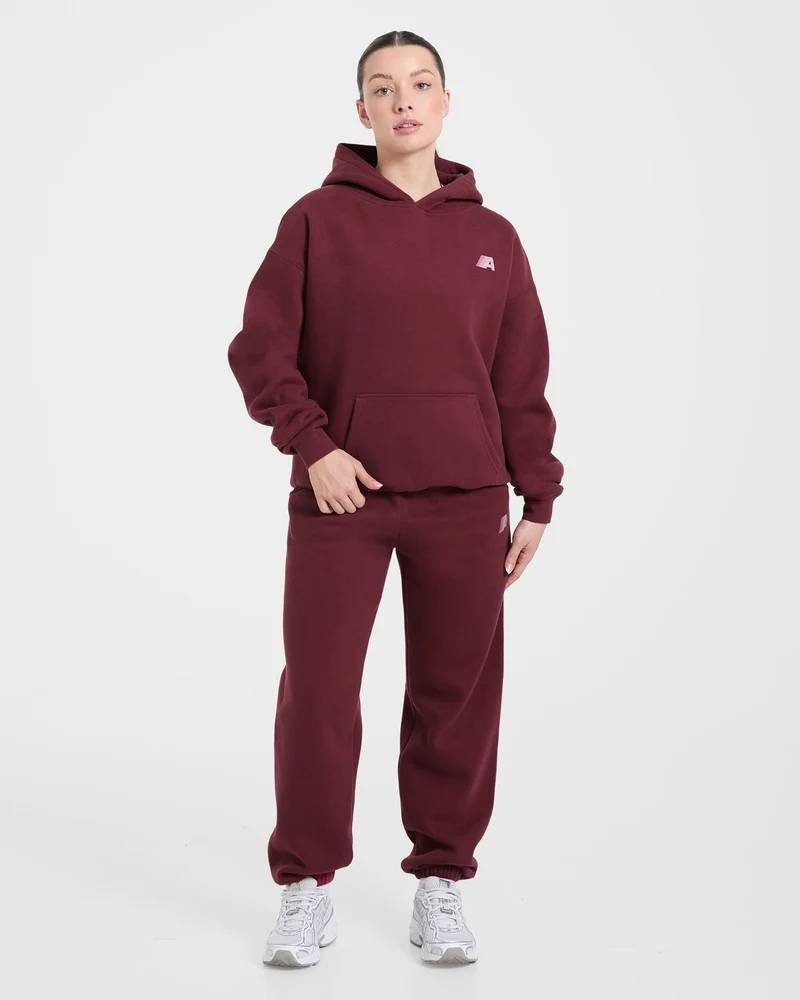 Retro Athletics Oversized Joggers - Deep Raspberry/Rose