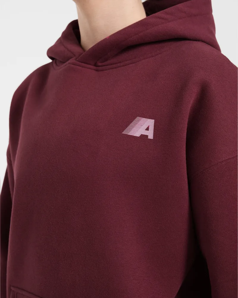 Retro Athletics Oversized Hoodie - Deep Raspberry/Rose
