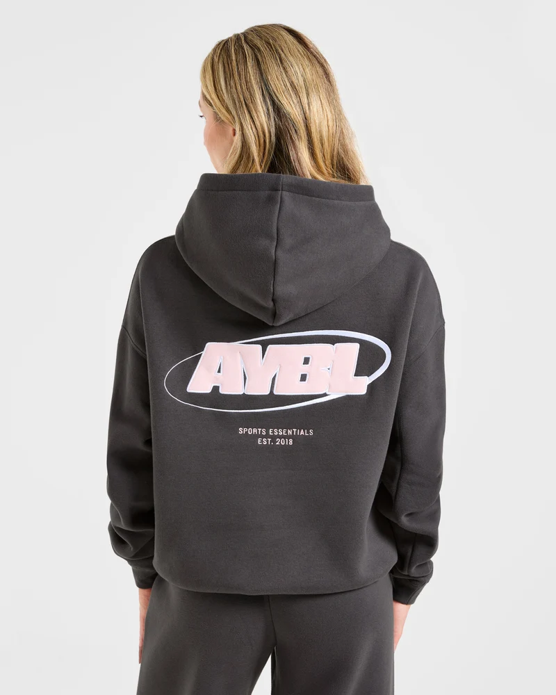Sports Essentials Oversized Hoodie - Charcoal/Rose