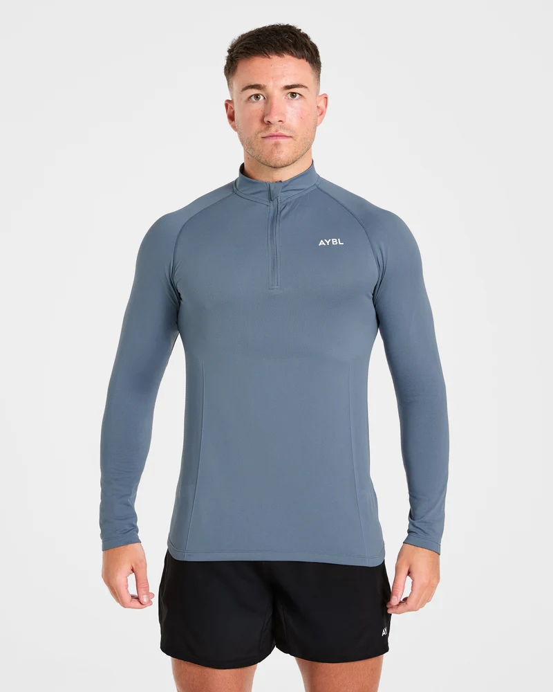 Essential Seamless 1/4 Zip Pullover - Slate Bleu